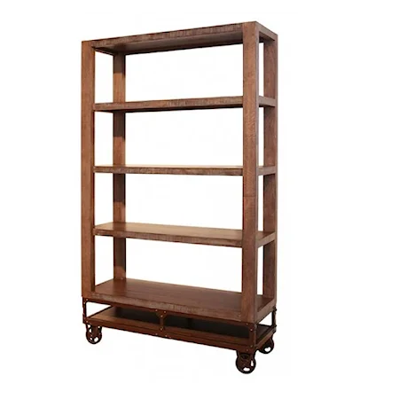 70 Inch Bookcase with 4 Shelves and Casters